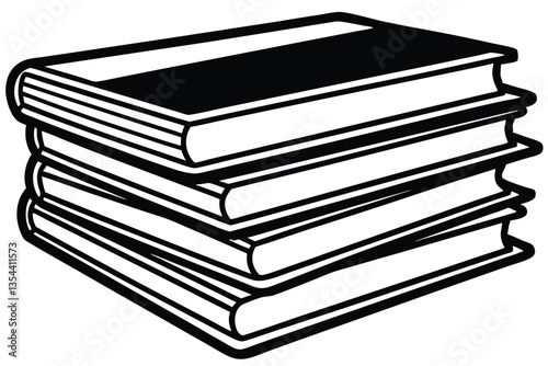 book stack vector, black icon