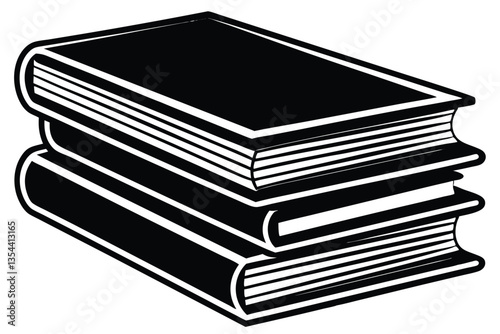 stack of black books silhouette vector