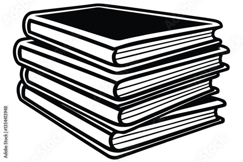 Books icon, stack of black books silhouette vector