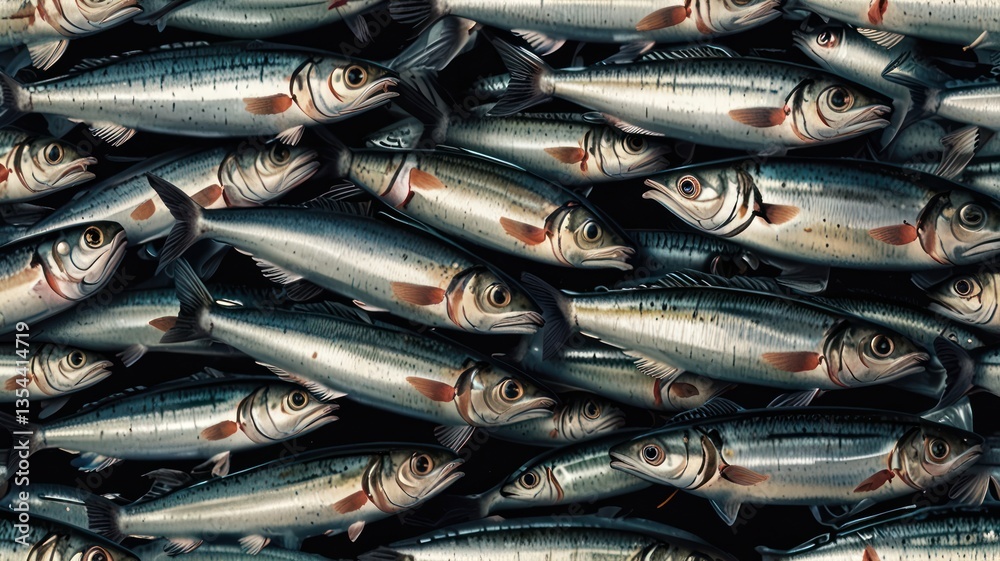 Obraz premium Fresh seafood, stacked fish