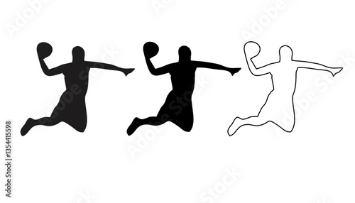 silhouette of men playing basketball on a white background vector