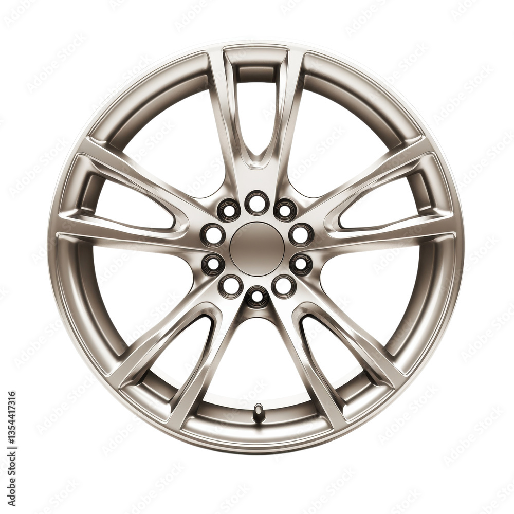 Obraz premium Shiny Alloy Wheel Rim Closeup on transparent background.