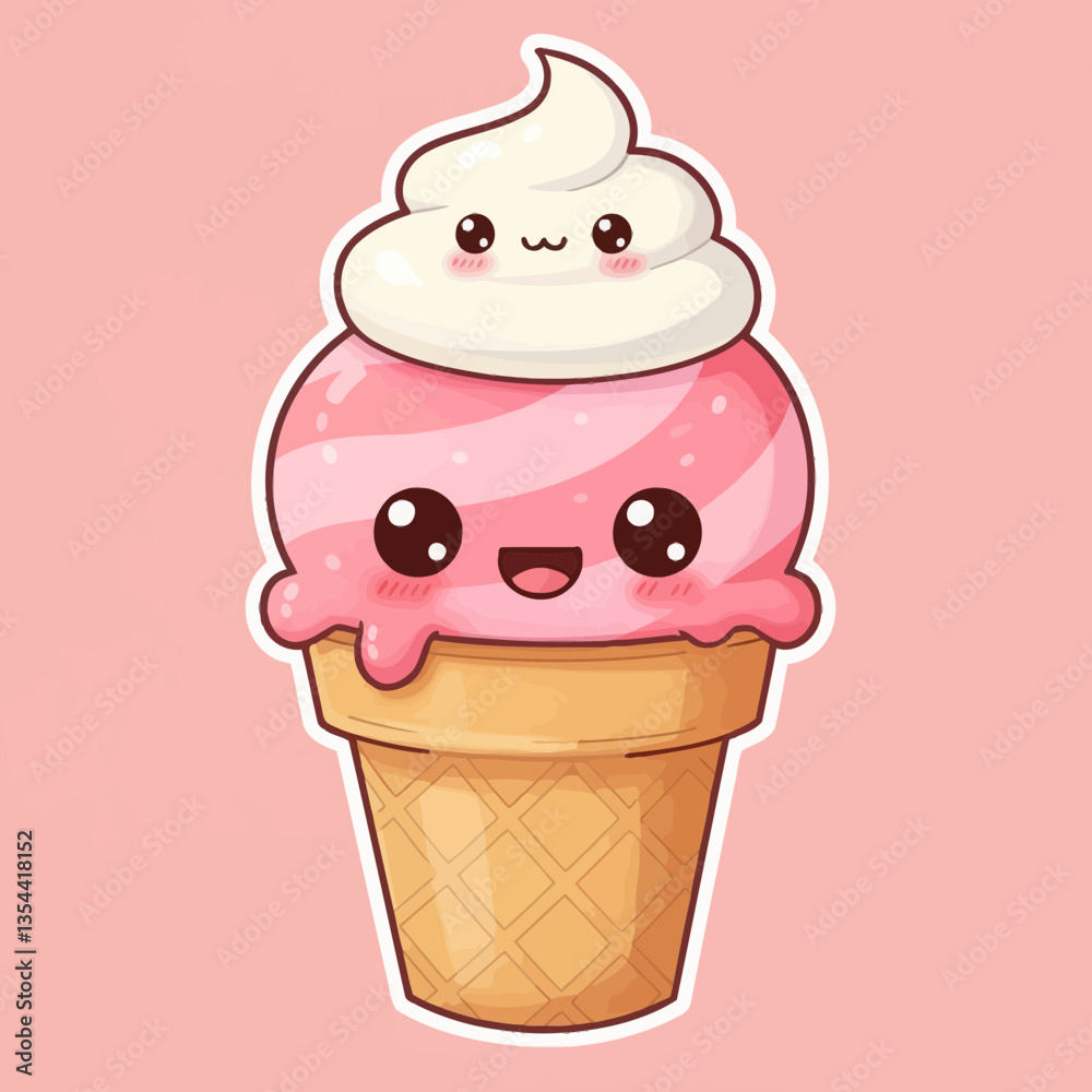 Kawaii Ice Cream Flat Design Graphic Kawaii Ice Cream Flat Design Graphic