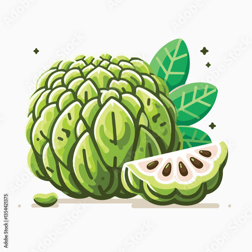 cherimoya, green, fruit, fresh, food, ripe, exotic, sweet, tropical, organic, custard, background, healthy, raw, annona, white, custard apple, delicious, tasty, isolated, dessert, seed, half, chirimoy