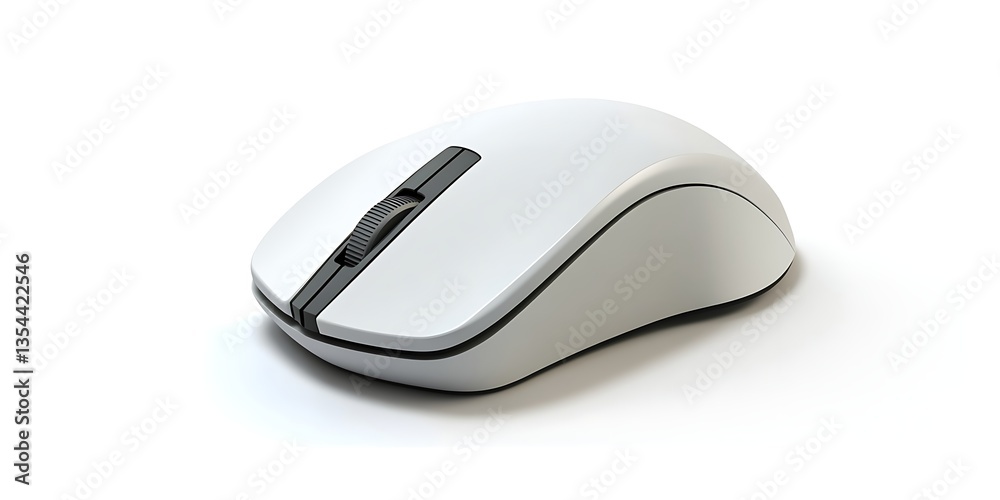 a white computer mouse with black buttons a white computer mouse with black buttons