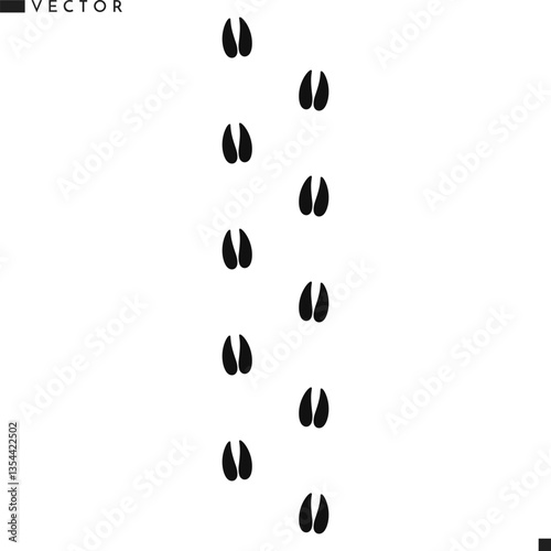 Deer footprint vector. Animal footprint silhouette. Antler paw print 