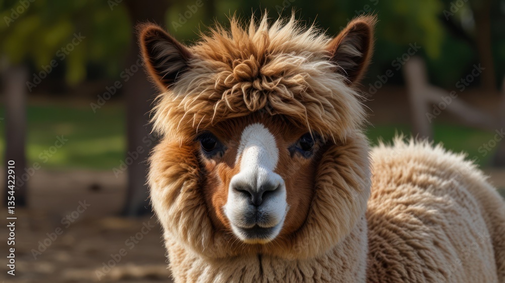 Fototapeta premium Close-up of fluffy alpaca