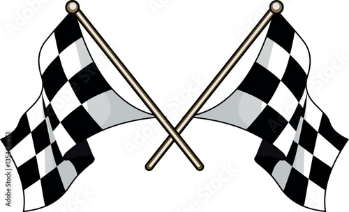 Checkered racing flags illustration for finish line or competition victory.