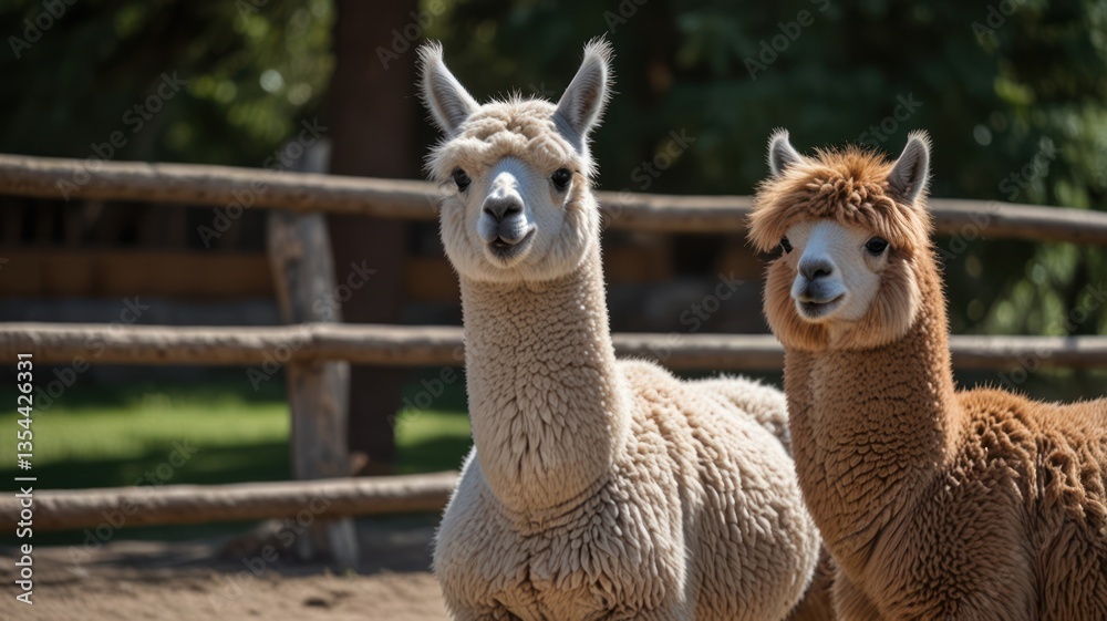 Obraz premium Two alpacas in a pen (1)