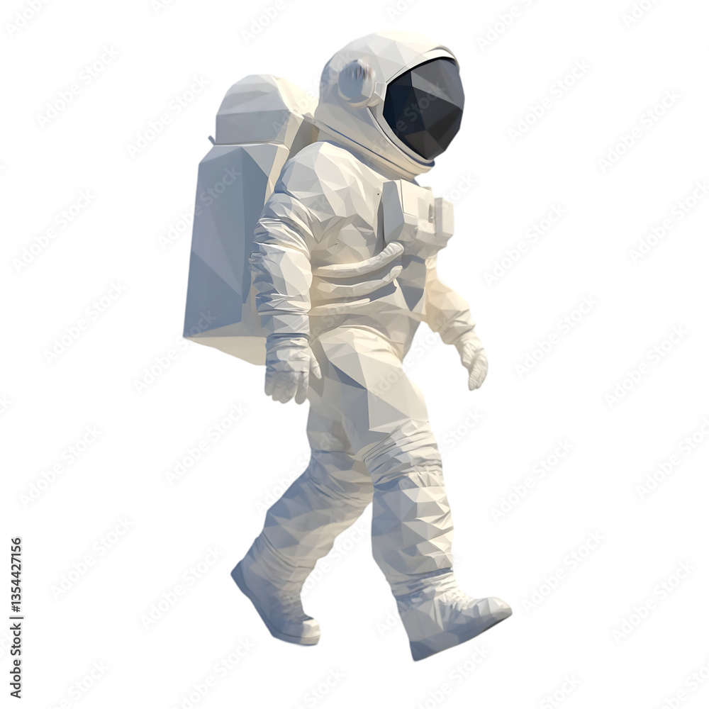 Walking Astronaut In Low Poly Space Suit Walking Astronaut In Low Poly Space Suit
