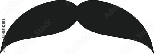 Thick Classic Mustache Silhouette Vector – Retro Facial Hair Icon for Barbershop and Hipster Design Projects