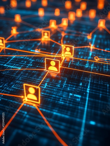 Network connecting digital avatars representing user interaction and connections