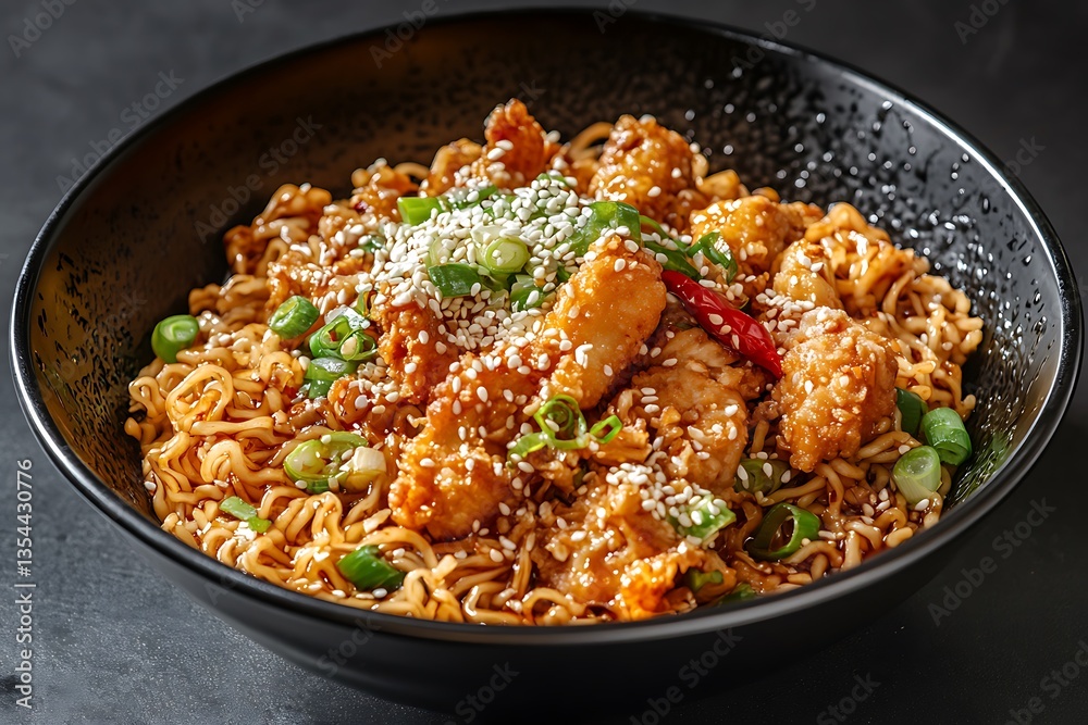 Spicy Instant Noodles With Crispy Fried Chicken, Sesame, and Chili Spicy Instant Noodles With Crispy Fried Chicken, Sesame, and Chili