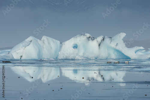Obraz na płótnie Glacial mountains in Iceland, showcasing rugged peaks and icy landscapes. A breathtaking view of nature's raw power, shaped by time and elements. Perfect for travel, adventure, and nature themes. w salonie