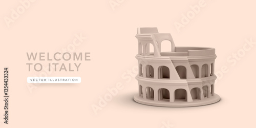 3d realistic coliseum isolated on light background. Vector illustration