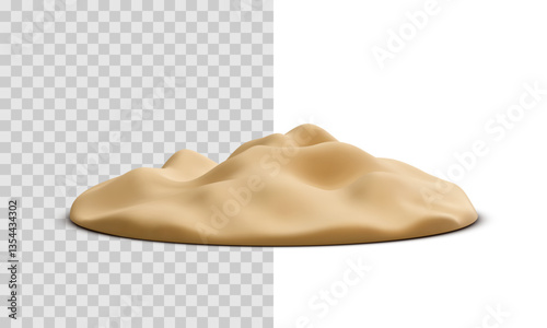 Sand island in 3d realistic style isolated on transparent background. Vector illustration