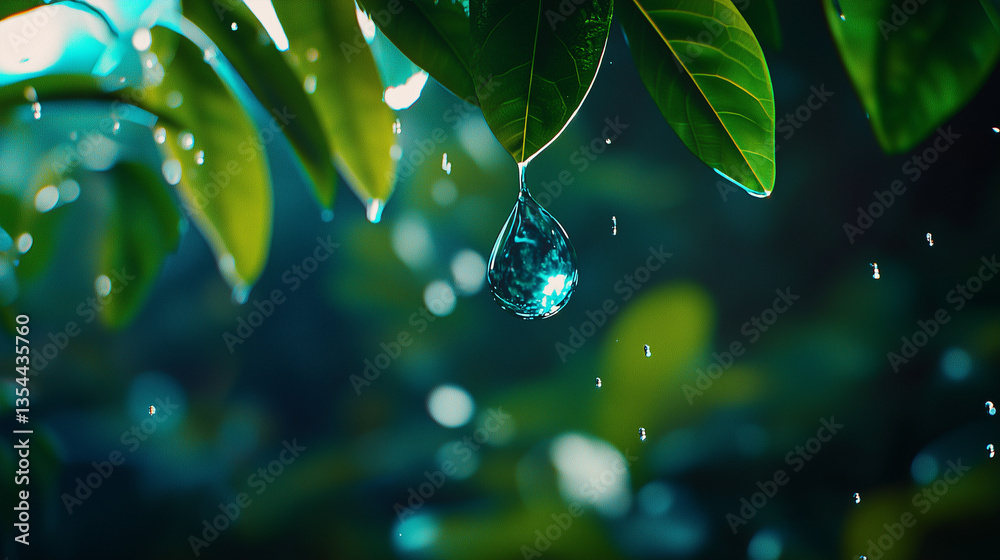 water drops on green leaf