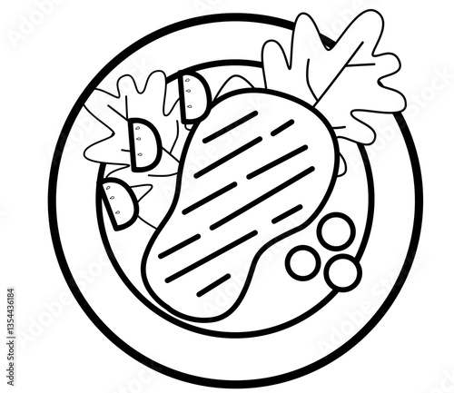 beef steak icon line
