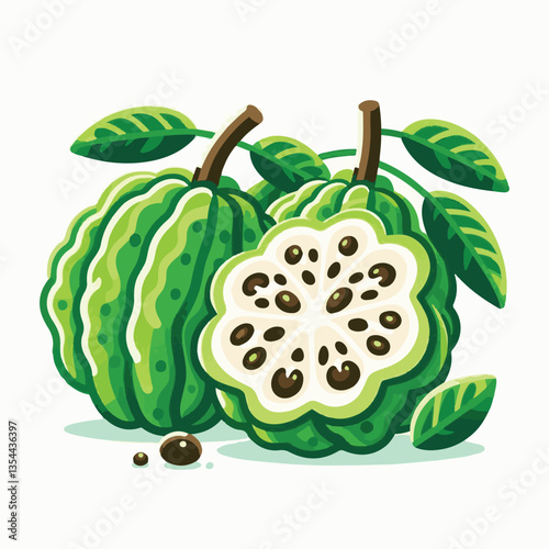 cherimoya, green, fruit, fresh, food, ripe, exotic, sweet, tropical, organic, custard, background, healthy, raw, annona, white, custard apple, delicious, tasty, isolated, dessert, seed, half, chirimoy