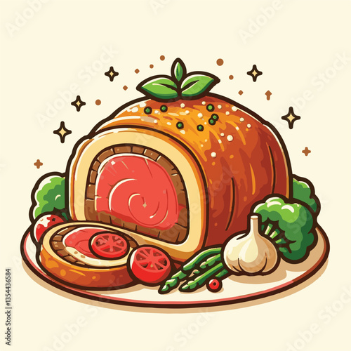 meat, food, traditional, slice, dinner, pastry, meal, beef, cooking, red, lunch, holiday, wellington, sauce, roasted, recipe, puff, cut, fillet, stuffed, steak, pie, christmas, tradition, ingredient, 