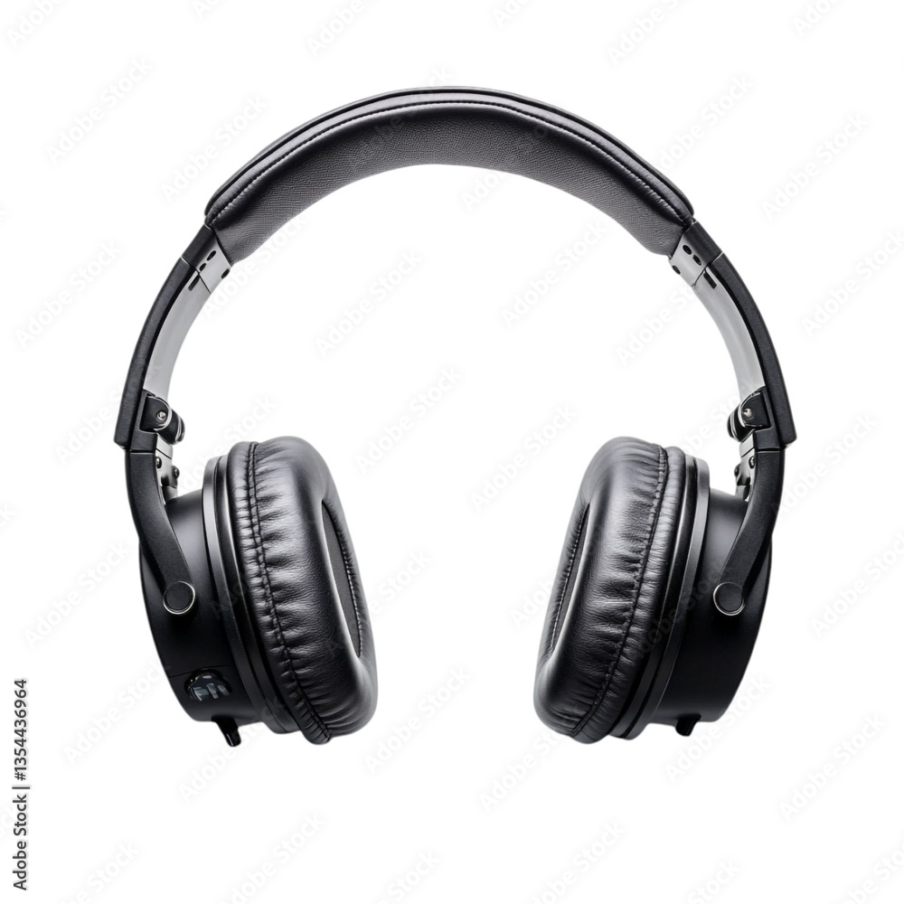 Fototapeta premium Black Headphones Music Audio Listening Device