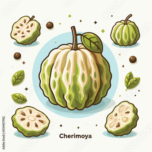cherimoya, green, fruit, fresh, food, ripe, exotic, sweet, tropical, organic, custard, background, healthy, raw, annona, white, custard apple, delicious, tasty, isolated, dessert, seed, half, chirimoy