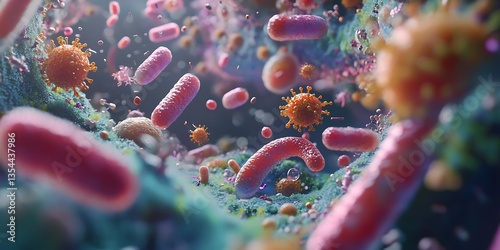 colorful bacteria floating in the air