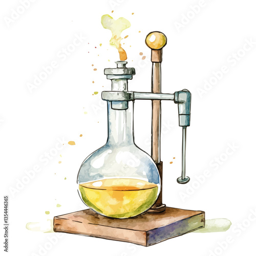 Burette Stand, watercolor vector, isolated on a white background.