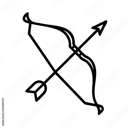 Archery Bow and Arrow Icon Illustration  