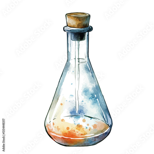 watercolor of Burette, isolated on a white background.