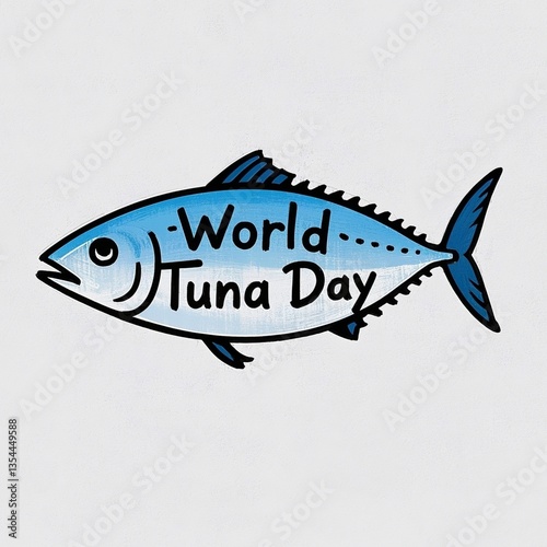 World tuna day celebration logo, symbol, sign, t shirt, sticker, flyer design. isolated on white background. vector illustration add World Tuna Day