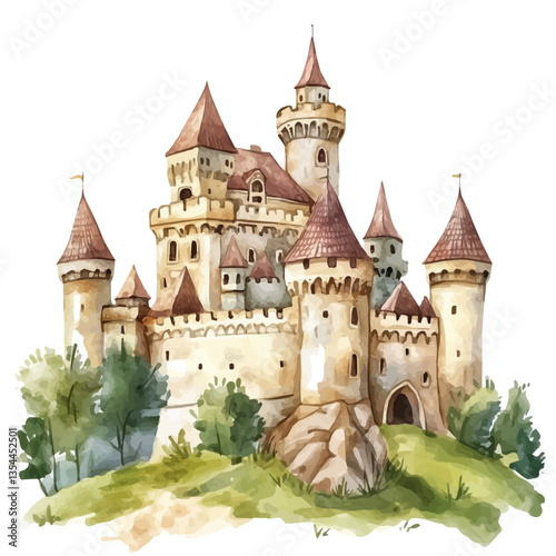 watercolor vector of Burgundian Empire, isolated on a white background.