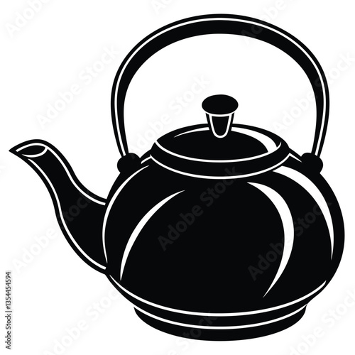 a stylish tea pot silhouette vector design