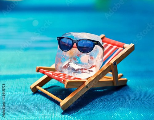 Schmelzender Eiswürfel entspannt sich in der Sonne – Sommerhitze pur!
