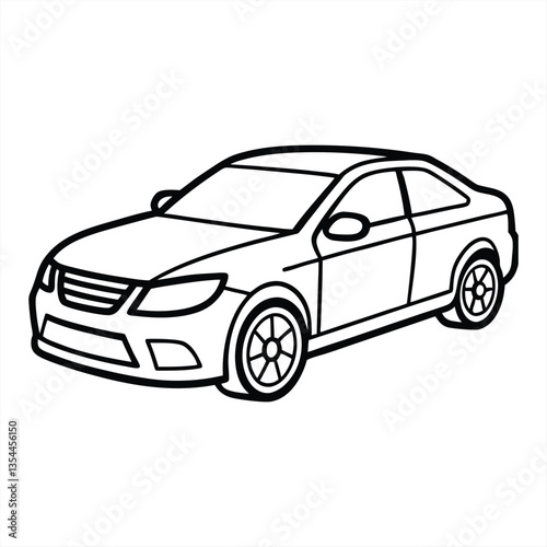 Streamlined Ride: A monochrome illustration of a sleek sedan car, symbolizing modern travel and transportation.