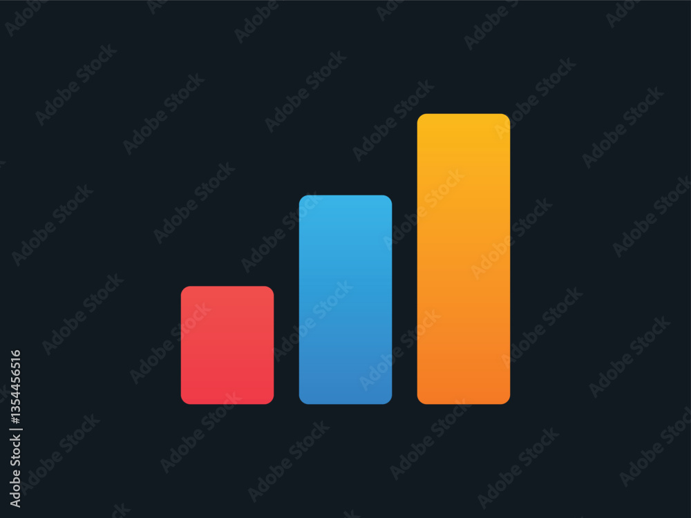 Colorful Bar Chart Icon in Red Blue and Orange on Dark Background for Data Visualization Designs Colorful Bar Chart Icon in Red Blue and Orange on Dark Background for Data Visualization Designs