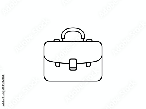 Minimalist Black Briefcase Icon on White Background for Business and Professional Branding Designs