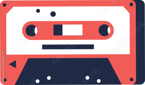 Vintage plastic audio cassette vector illustration