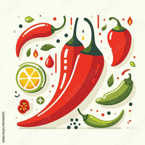 food, red, chili, hot, spicy, spice, pepper, vegetable, chilli, fresh, isolated, vector, background, ingredient, mexican, cuisine, organic, cooking, cayenne, taste, heat, flavor, healthy, white, papri