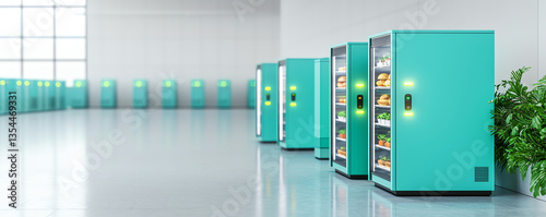 Efficient food delivery is made easy with online ordering from these vibrant vending machines