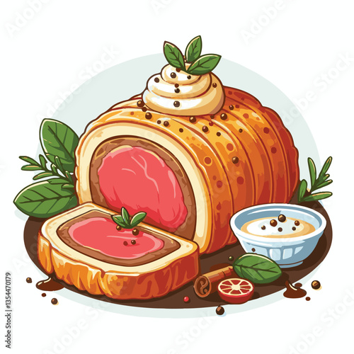 meat, food, traditional, slice, dinner, pastry, meal, beef, cooking, red, lunch, holiday, wellington, sauce, roasted, recipe, puff, cut, fillet, stuffed, steak, pie, christmas, tradition, ingredient, 