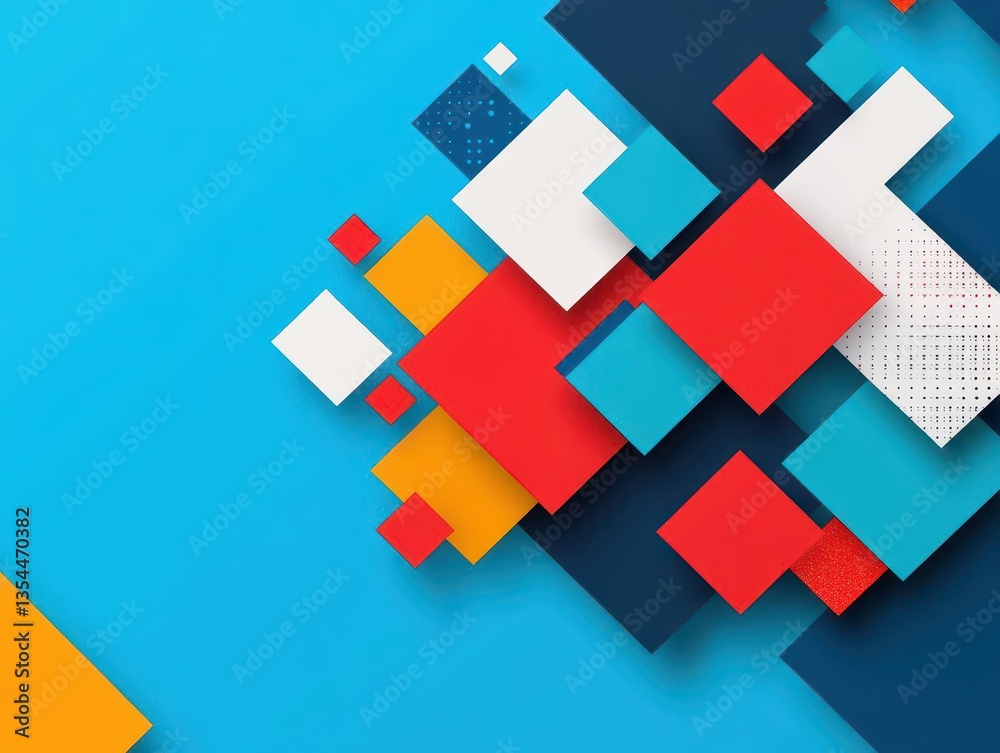 Obraz premium Abstract geometric shapes in vibrant colors creating a modern and dynamic visual composition