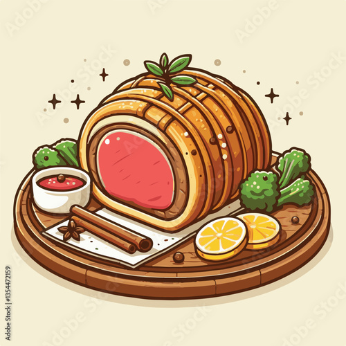 meat, food, traditional, slice, dinner, pastry, meal, beef, cooking, red, lunch, holiday, wellington, sauce, roasted, recipe, puff, cut, fillet, stuffed, steak, pie, christmas, tradition, ingredient, 