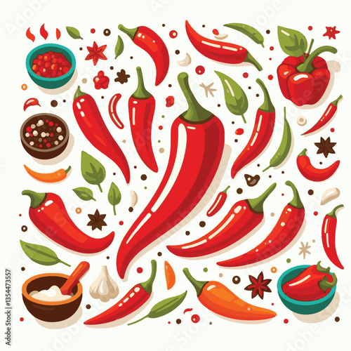 food, red, chili, hot, spicy, spice, pepper, vegetable, chilli, fresh, isolated, vector, background, ingredient, mexican, cuisine, organic, cooking, cayenne, taste, heat, flavor, healthy, white, papri