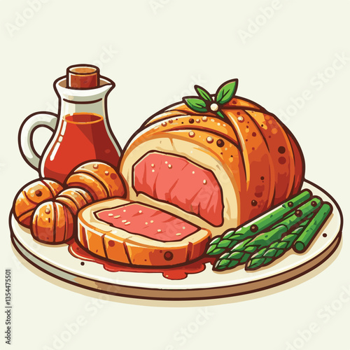 meat, food, traditional, slice, dinner, pastry, meal, beef, cooking, red, lunch, holiday, wellington, sauce, roasted, recipe, puff, cut, fillet, stuffed, steak, pie, christmas, tradition, ingredient, 