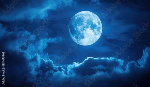 Full moon shrouded in dark clouds