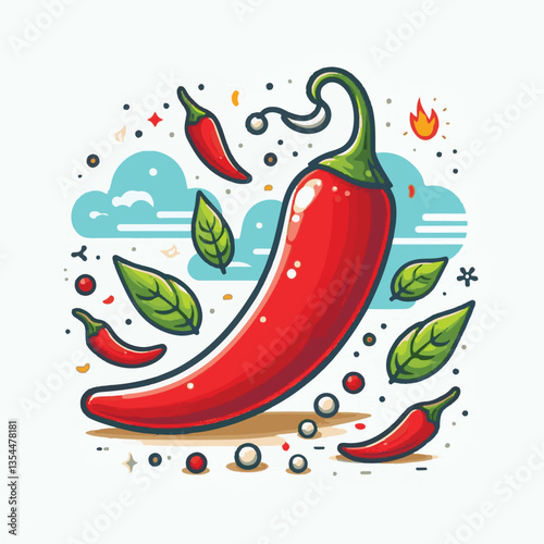 food, red, chili, hot, spicy, spice, pepper, vegetable, chilli, fresh, isolated, vector, background, ingredient, mexican, cuisine, organic, cooking, cayenne, taste, heat, flavor, healthy, white, papri