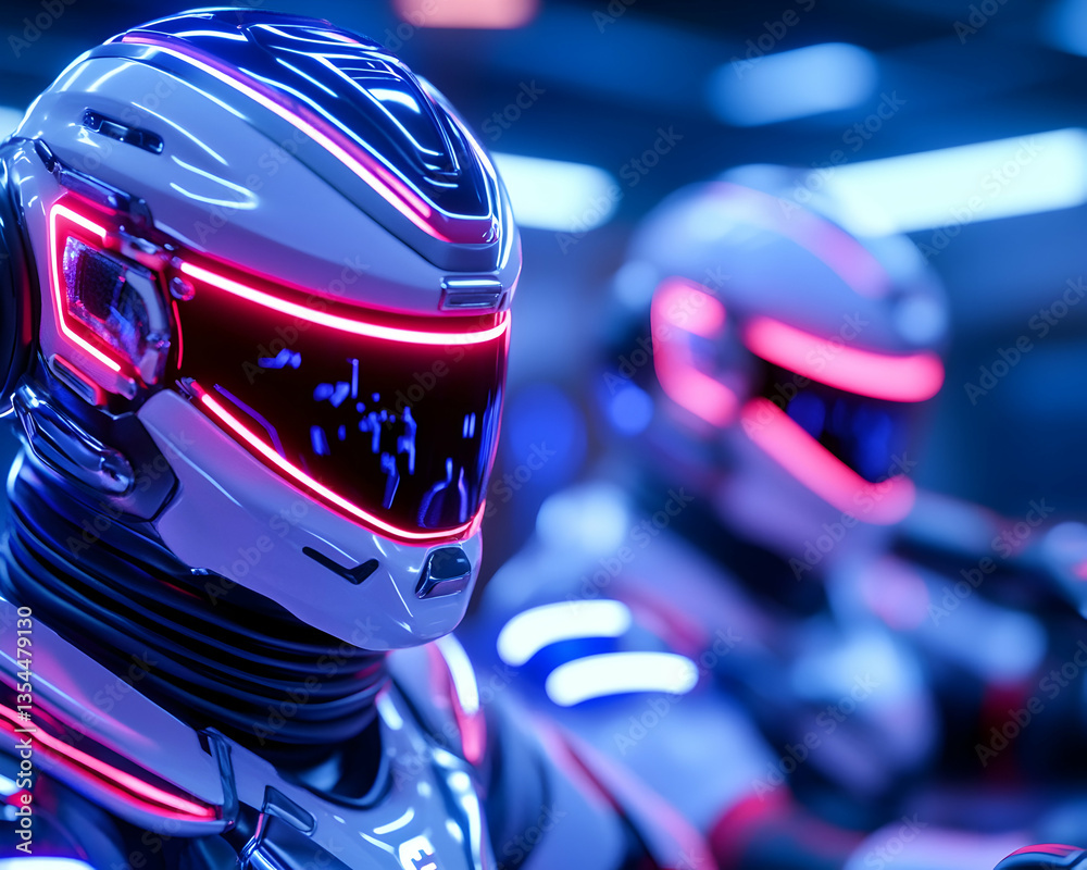 Fototapeta premium Futuristic Armor, Neon Glow, Inside