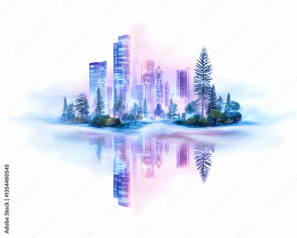 Obraz premium Futuristic Island Cityscape