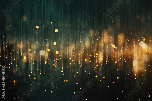 Golden, shimmering, abstract backdrop.  A digital art piece featuring cascading golden particles against a dark backdrop